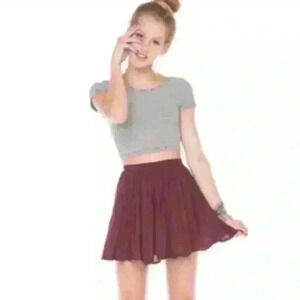 NWOT Brandy Melville Maroon Burgundy Pleated Mini Skirt Women’s One Size Small